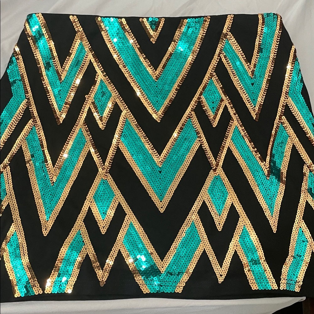 Endless Rose Blue and Black Sequin Mini Skirt